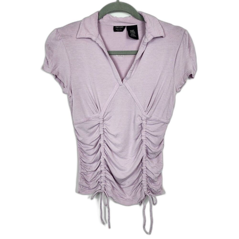Nicole by Nicole Miller Y2K Vintage Ruched Lavender Top Size S